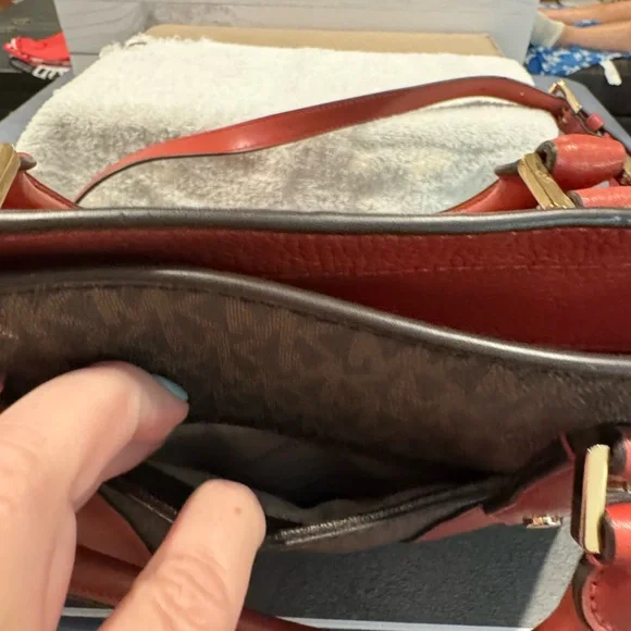 Michael Kors Nouveau Hamilton Large Logo Metallic Stripe Satchel & Dust Bag - Picture 8 of 16